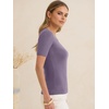 image:imageANRABESS Womens Short Sleeve Sweaters Wool Blend Summer Scoop Neck Casual Business Knit Shirts Slim Fit Work Tops OutfitsGrey Purple