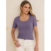 image:imageANRABESS Womens Short Sleeve Sweaters Wool Blend Summer Scoop Neck Casual Business Knit Shirts Slim Fit Work Tops OutfitsGrey Purple
