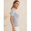 image:imageANRABESS Womens Short Sleeve Sweaters Wool Blend Summer Scoop Neck Casual Business Knit Shirts Slim Fit Work Tops OutfitsLight Grey