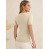 image:imageANRABESS Womens Short Sleeve Sweaters Wool Blend Summer Scoop Neck Casual Business Knit Shirts Slim Fit Work Tops OutfitsParchment