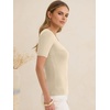 image:imageANRABESS Womens Short Sleeve Sweaters Wool Blend Summer Scoop Neck Casual Business Knit Shirts Slim Fit Work Tops OutfitsParchment