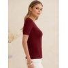 image:imageANRABESS Womens Short Sleeve Sweaters Wool Blend Summer Scoop Neck Casual Business Knit Shirts Slim Fit Work Tops OutfitsWine Red