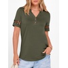 image:imageANRABESS Womens Short Sleeve Tops Henley V Neck Blouses Dressy Casual 2026 Summer Trendy Tee Shirts Work Business OutfitsArmy Green