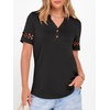 image:imageANRABESS Womens Short Sleeve Tops Henley V Neck Blouses Dressy Casual 2026 Summer Trendy Tee Shirts Work Business OutfitsBlack