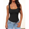 image:imageANRABESS Womens Square Neck Bodysuits Sleeveless Tank Bodysuits Tops Going Out Outfits for Summer Vacation amp Daily WearBlack