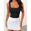 image:imageANRABESS Womens Square Neck Bodysuits Sleeveless Tank Bodysuits Tops Going Out Outfits for Summer Vacation amp Daily WearBlack