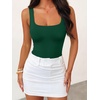 image:imageANRABESS Womens Square Neck Bodysuits Sleeveless Tank Bodysuits Tops Going Out Outfits for Summer Vacation amp Daily WearForest