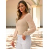 image:imageANRABESS Womens Square Neck Mesh Long Sleeve Tops Double Lined Dressy Business Casual Blouses Shirts 2026 Fall OutfitsApricot