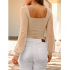 image:imageANRABESS Womens Square Neck Mesh Long Sleeve Tops Double Lined Dressy Business Casual Blouses Shirts 2026 Fall OutfitsApricot