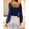 image:imageANRABESS Womens Square Neck Mesh Long Sleeve Tops Double Lined Dressy Business Casual Blouses Shirts 2026 Fall OutfitsNavy Blue
