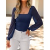 image:imageANRABESS Womens Square Neck Mesh Long Sleeve Tops Double Lined Dressy Business Casual Blouses Shirts 2026 Fall OutfitsNavy Blue