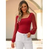 image:imageANRABESS Womens Square Neck Mesh Long Sleeve Tops Double Lined Dressy Business Casual Blouses Shirts 2026 Fall OutfitsRed