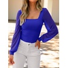 image:imageANRABESS Womens Square Neck Mesh Long Sleeve Tops Double Lined Dressy Business Casual Blouses Shirts 2026 Fall OutfitsRoyal Blue