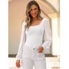 image:imageANRABESS Womens Square Neck Mesh Long Sleeve Tops Double Lined Dressy Business Casual Blouses Shirts 2026 Fall OutfitsWhite