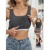 image:imageANRABESS Womens Tank Tops Built in Bra Summer Scoop Neck Sleeveless Basic Tee Ribbed Fitted Casual Shirts 2026 Trendy ClothesCharcoal