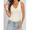 image:imageANRABESS Womens V Neck Bodysuits Summer Sleeveless Going Out Basic Tank Body Suits Tops 2026 Trendy Vacation OutfitsBeige