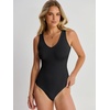 image:imageANRABESS Womens V Neck Bodysuits Summer Sleeveless Going Out Basic Tank Body Suits Tops 2026 Trendy Vacation OutfitsBlack