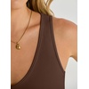 image:imageANRABESS Womens V Neck Bodysuits Summer Sleeveless Going Out Basic Tank Body Suits Tops 2026 Trendy Vacation OutfitsBrown