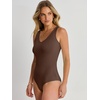image:imageANRABESS Womens V Neck Bodysuits Summer Sleeveless Going Out Basic Tank Body Suits Tops 2026 Trendy Vacation OutfitsBrown
