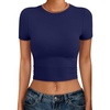 image:imageANRABESS Womens Basic Tee Summer Outfits Crewneck Short Sleeve Crop Tops Slim Fitted T Shirts Y2k 2026 Trendy ClothingDark Blue