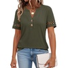 image:imageANRABESS Womens Short Sleeve Tops Henley V Neck Blouses Dressy Casual 2026 Summer Trendy Tee Shirts Work Business OutfitsArmy Green