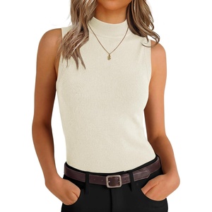 image:imageANRABESS Mock Neck Tank Tops Sweaters Wool Blend Sleeveless Soft Fitted Business Casual Sweater Shirts Summer Fall ClothesCream White