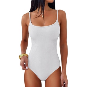 image:imageANRABESS Women Bodysuits Square Neck Spaghetti Straps Sleeveless Cami Top Summer Backless Ribbed Knit Basic Body SuitsWhite