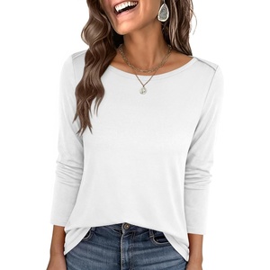 image:imageANRABESS Womens Boat Neck 34 Sleeve Top Summer Fall Fashion T Shirts  Soft Stretchy Breathable Tee StripedSolidPrinted Options Casual amp Work Wear Travel Vacation Outfits AllSeason ClothingWhite