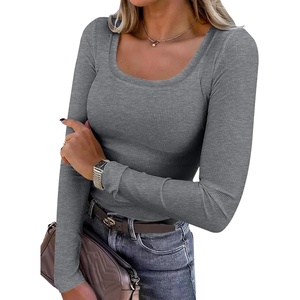 image:imageANRABESS Womens Long Sleeve Shirts Scoop Neck Ribbed Knit Slim Fitted Tops Casual Basic Tee 2026 Fall Fashion Outfits ClothesDark Grey