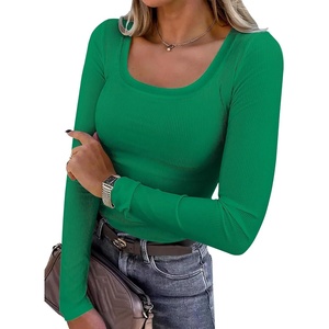image:imageANRABESS Womens Long Sleeve Shirts Scoop Neck Ribbed Knit Slim Fitted Tops Casual Basic Tee 2026 Fall Fashion Outfits ClothesGreen