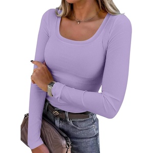 image:imageANRABESS Womens Long Sleeve Shirts Scoop Neck Ribbed Knit Slim Fitted Tops Casual Basic Tee 2026 Fall Fashion Outfits ClothesLight Purple