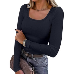 image:imageANRABESS Womens Long Sleeve Shirts Scoop Neck Ribbed Knit Slim Fitted Tops Casual Basic Tee 2026 Fall Fashion Outfits ClothesNavy Blue