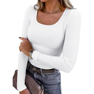image:imageANRABESS Womens Long Sleeve Shirts Scoop Neck Ribbed Knit Slim Fitted Tops Casual Basic Tee 2026 Fall Fashion Outfits ClothesWhite