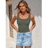 image:imageANRABESS Bodysuits for Women Soft Cozy Ribbed Knit Scoop Neck Sleeveless Tank Top Versatile for Daily Work TravelArmy Green