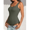 image:imageANRABESS Bodysuits for Women Soft Cozy Ribbed Knit Scoop Neck Sleeveless Tank Top Versatile for Daily Work TravelArmy Green