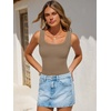 image:imageANRABESS Bodysuits for Women Soft Cozy Ribbed Knit Scoop Neck Sleeveless Tank Top Versatile for Daily Work TravelDeep Khaki