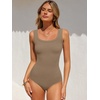 image:imageANRABESS Bodysuits for Women Soft Cozy Ribbed Knit Scoop Neck Sleeveless Tank Top Versatile for Daily Work TravelDeep Khaki