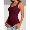 image:imageANRABESS Bodysuits for Women Soft Cozy Ribbed Knit Scoop Neck Sleeveless Tank Top Versatile for Daily Work TravelDeep Red