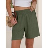 image:imageANRABESS Linen Shorts for Women Casual Summer High Waisted Wide Leg Lounge Beach Vacation Shorts with PocketsArmy Green