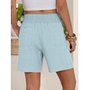 image:imageANRABESS Linen Shorts for Women Casual Summer High Waisted Wide Leg Lounge Beach Vacation Shorts with PocketsBaby Blue