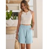 image:imageANRABESS Linen Shorts for Women Casual Summer High Waisted Wide Leg Lounge Beach Vacation Shorts with PocketsBaby Blue