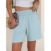 image:imageANRABESS Linen Shorts for Women Casual Summer High Waisted Wide Leg Lounge Beach Vacation Shorts with PocketsBaby Blue
