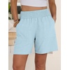 image:imageANRABESS Linen Shorts for Women Casual Summer High Waisted Wide Leg Lounge Beach Vacation Shorts with PocketsBaby Blue