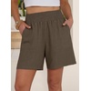 image:imageANRABESS Linen Shorts for Women Casual Summer High Waisted Wide Leg Lounge Beach Vacation Shorts with PocketsCoffee