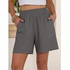 image:imageANRABESS Linen Shorts for Women Casual Summer High Waisted Wide Leg Lounge Beach Vacation Shorts with PocketsDark Grey
