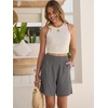 image:imageANRABESS Linen Shorts for Women Casual Summer High Waisted Wide Leg Lounge Beach Vacation Shorts with PocketsDark Grey