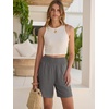 image:imageANRABESS Linen Shorts for Women Casual Summer High Waisted Wide Leg Lounge Beach Vacation Shorts with PocketsDark Grey