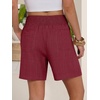 image:imageANRABESS Linen Shorts for Women Casual Summer High Waisted Wide Leg Lounge Beach Vacation Shorts with PocketsDeep Red