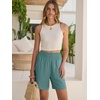 image:imageANRABESS Linen Shorts for Women Casual Summer High Waisted Wide Leg Lounge Beach Vacation Shorts with PocketsLake Green