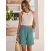 image:imageANRABESS Linen Shorts for Women Casual Summer High Waisted Wide Leg Lounge Beach Vacation Shorts with PocketsLake Green